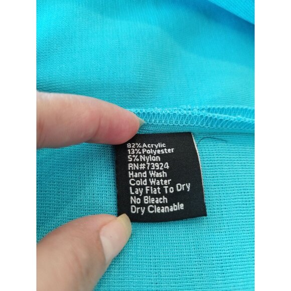 Misook Turquoise Geometric Open Front 3/4 Sleeves Cardingan XL - Picture 6 of 11